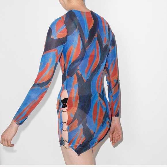 Louisa Ballou Heatwave Triple Ring Long Sleeve Mesh Mini Dress Size S - Picture 2 of 8